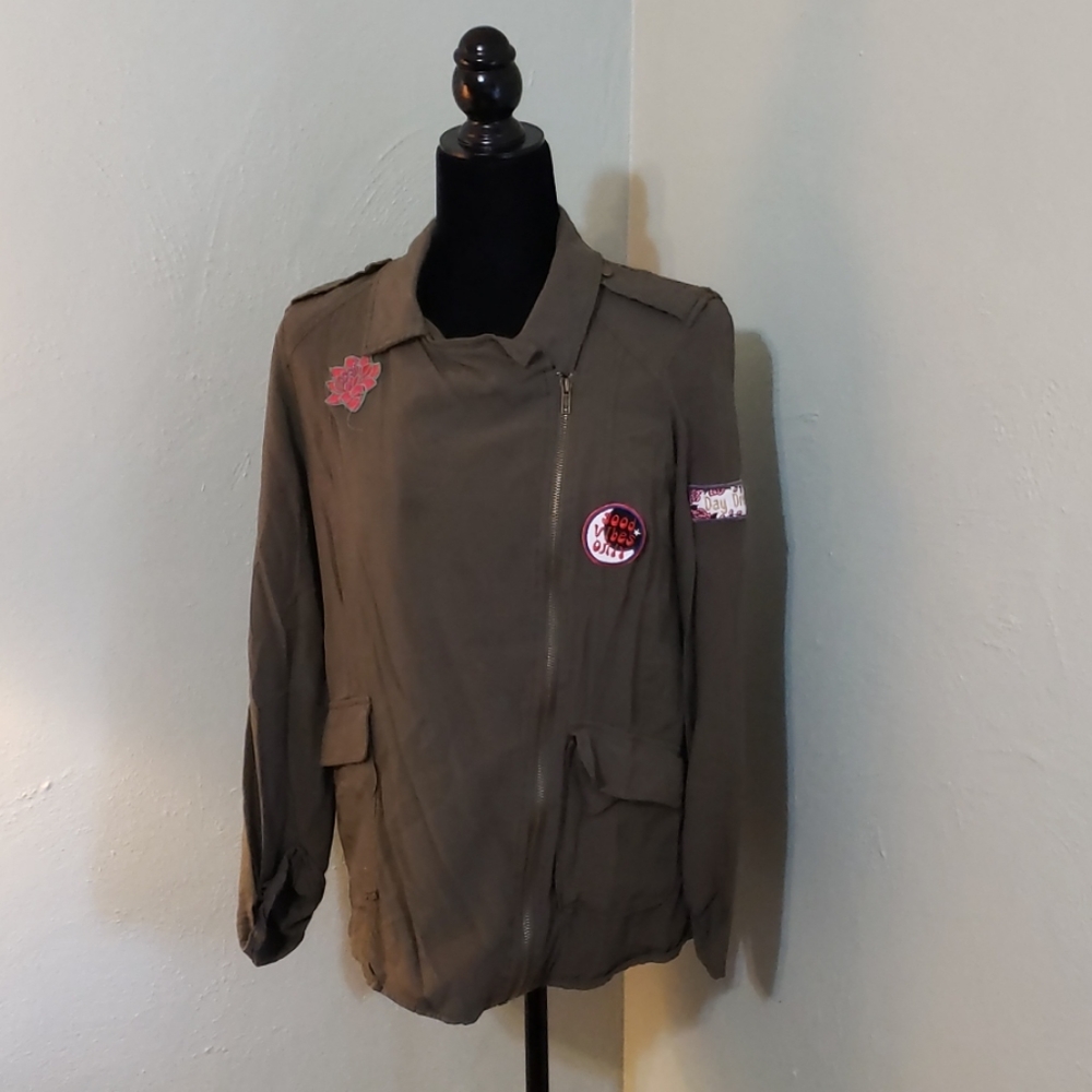 Xhilaration womens jacket green army utility sz M
